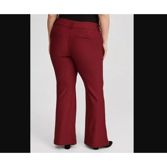 Torrid 18S Trouser A-Line Flare Ponte Pant red houndstooth - Picture 3 of 14